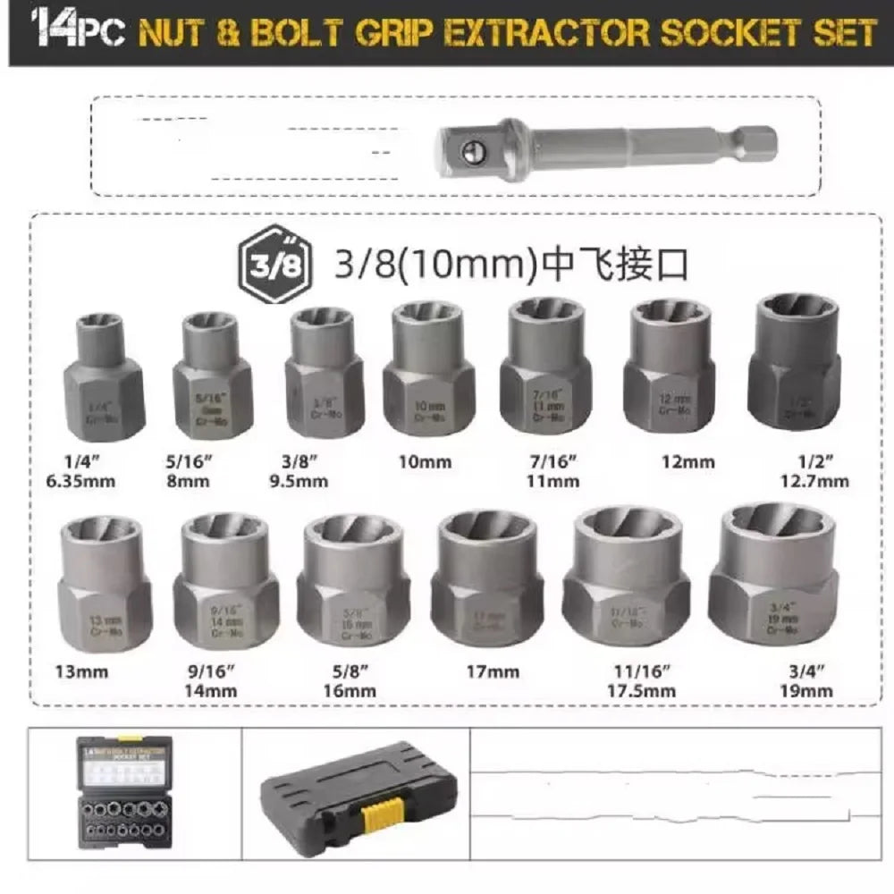 14PCS Bolt & Nut Extractor Set